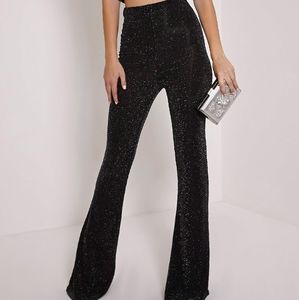 Dora Black Glitter Bell Bottom Pants